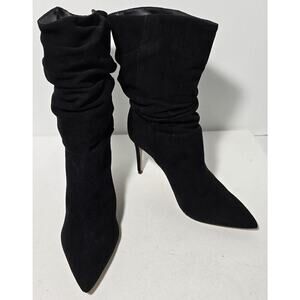 Schutz Ashlee Up Boots Suede Leather Black 9 B Slouchy Stilettos